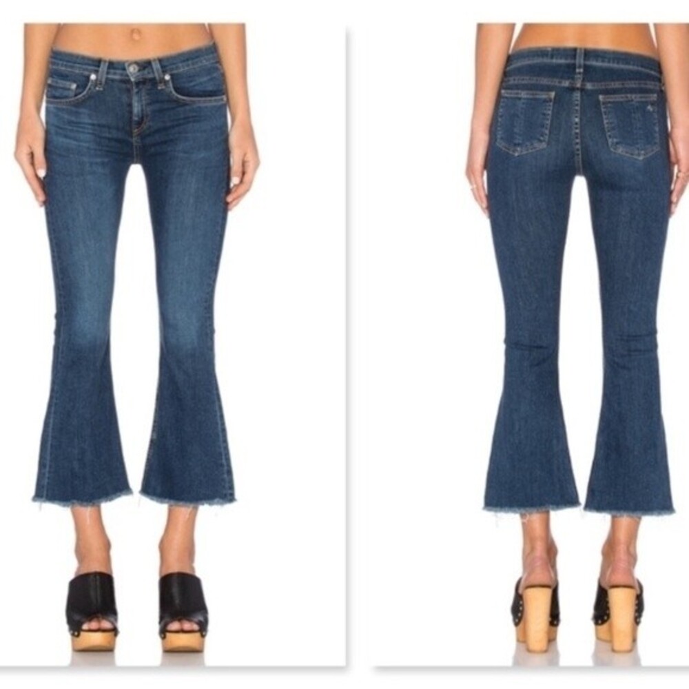 rag & bone/JEAN Cropped Flare Raw Hem Jeans 26